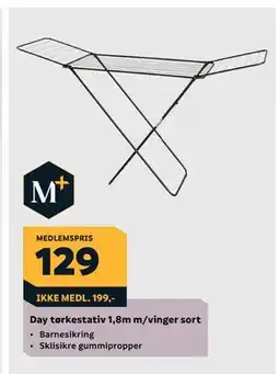 Megaflis Day tørkestativ 1,8m m/vinger sort tilbud