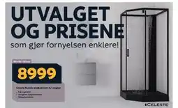 Megaflis Celeste Novello dusjkabinett m/ slagdør tilbud