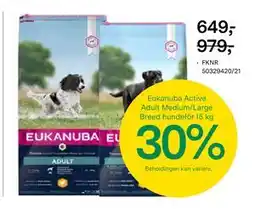 Felleskjøpet Eukanuba Active Adult Medium/Large Breed hundefôr 15 kg tilbud