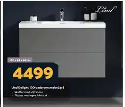 Megaflis Lind Delight 100 baderomsmøbel grå tilbud