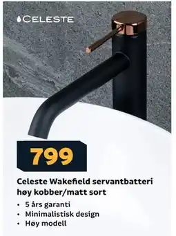 Megaflis Celeste Wakefield servantbatteri høy kobber/matt sort tilbud