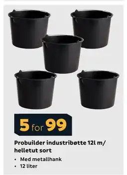 Megaflis Probuilder industribøtte 12l m/ helletut sort tilbud
