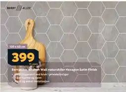 Megaflis BerryAlloc Kitchen Wall naturskifer Hexagon Satin Finish tilbud