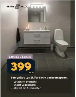 Megaflis BerryAlloc Lys Skifer Satin baderomspanel tilbud