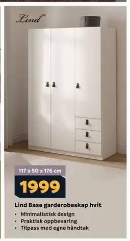 Megaflis Lind Base garderobeskap hvit tilbud