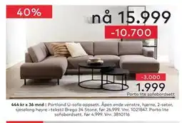 Skeidar Portland U-sofa oppsett tilbud