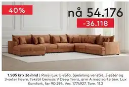 Skeidar Rossi Lux U-sofa tilbud