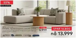 Skeidar Monaco 2,5-seter med åpen ende venstre tilbud