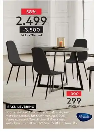 Skeidar Saga spisebord tilbud