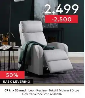 Skeidar Leon Recliner tilbud