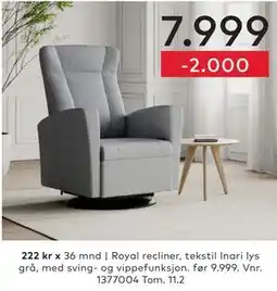 Skeidar Royal recliner tilbud