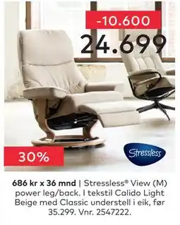 Skeidar Stressless View (M) power leg/back tilbud