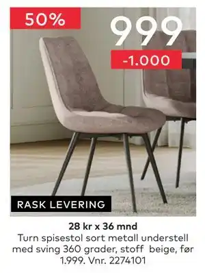 Skeidar Turn spisestol tilbud