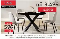 Skeidar Luke spisebord tilbud