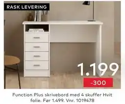 Skeidar Function Plus skrivebord med 4 skuffer tilbud