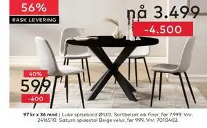 Skeidar Saturn spisestol tilbud