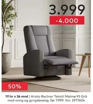 Skeidar Aristo Recliner tilbud