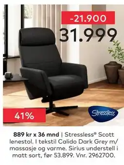 Skeidar Stressless Scott lenestol tilbud
