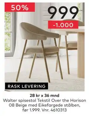 Skeidar Walter spisestol tilbud