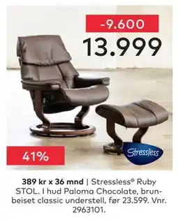 Skeidar Stressless Ruby STOL tilbud