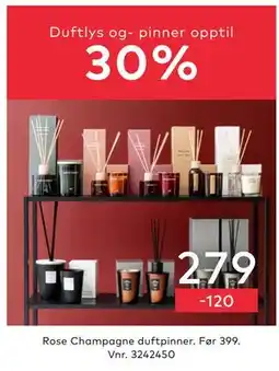 Skeidar Rose Champagne duftpinner tilbud