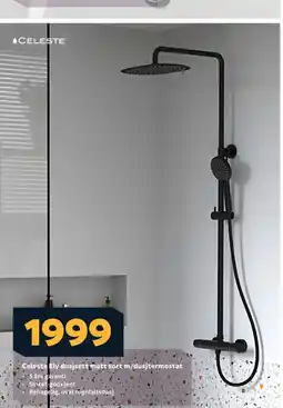 Megaflis Celeste Ely dusjsett matt sort m/dusjtermostat tilbud