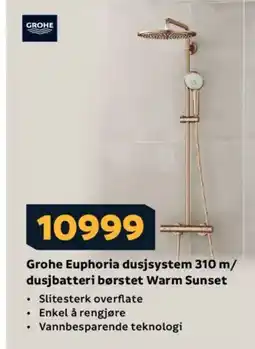 Megaflis Grohe Euphoria dusjsystem 310 m/ dusjbatteri børstet Warm Sunset tilbud