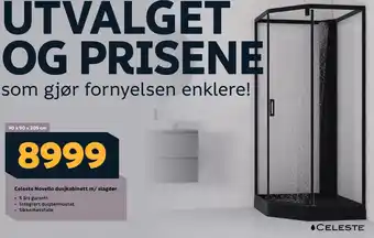 Celeste Novello dusjkabinett m/ slagdør