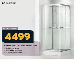 Megaflis Celeste Silvia rett dusjkabinett krom tilbud