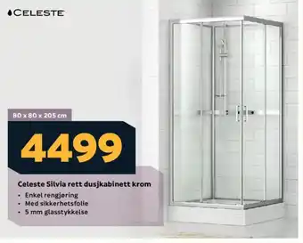 Celeste Silvia rett dusjkabinett krom