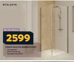 Megaflis Celeste Lucca rett dusjhjørne krom tilbud