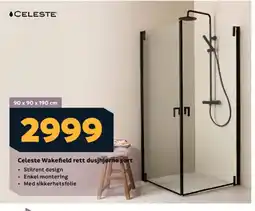 Megaflis Celeste Wakefield rett dusjhjørne sort tilbud