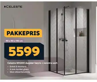 Celeste MH200 dusjdør høyre + venstre sort