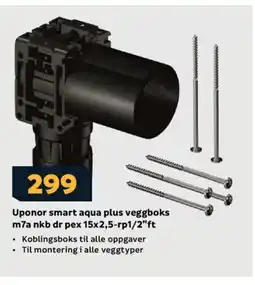 Megaflis Uponor smart aqua plus veggboks m7a nkb dr pex 15x2,5-rp1/2"ft tilbud