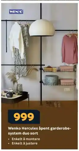 Megaflis Wenko Hercules åpent garderobe- system duo sort tilbud
