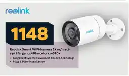 Megaflis Reolink Smart WiFi-kamera 2k m/natt- syn i farger cx410w colorx w320x tilbud