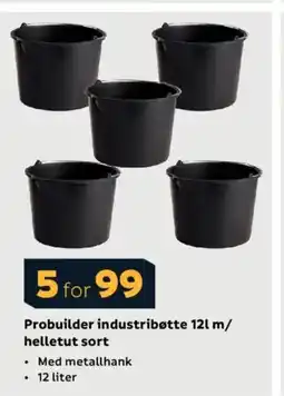 Megaflis Probuilder industribøtte 12 l m/ helletut sort tilbud
