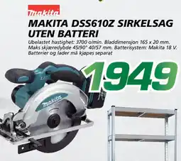Coop Byggmix MAKITA DSS610Z Sirkelsag uten batteri tilbud