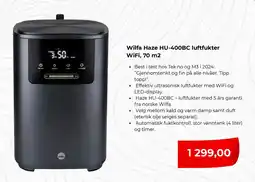 Clas Ohlson Wilfa Haze HU-400BC luftfukter WiFi, 70 m2 tilbud