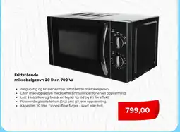 Clas Ohlson Frittstående mikrobølgeovn 20 liter, 700 W tilbud
