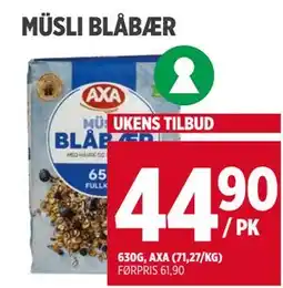 Meny MÜSLI BLÅBÆR tilbud