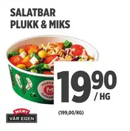 Meny SALATBAR PLUKK & MIKS tilbud