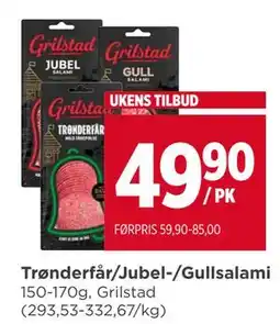 Meny Trønderfår/Jubel-/Gullsalami tilbud