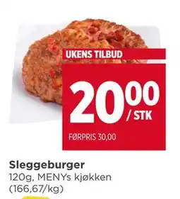Meny Sleggeburger tilbud
