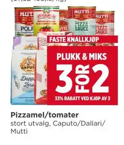 Meny Pizzamel/tomater tilbud
