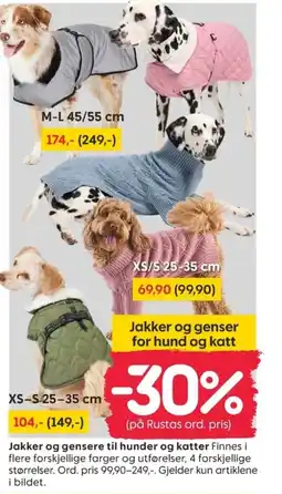 Rusta Jakker og genser for hund og katt tilbud