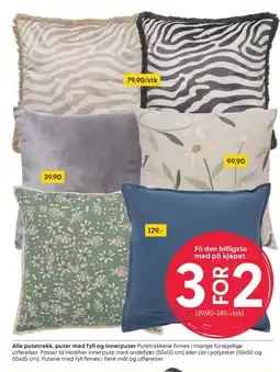 Rusta Alle putetrekk, puter med fyll og innerputer tilbud