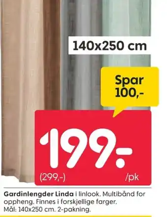 Rusta Gardinlengder Linda tilbud