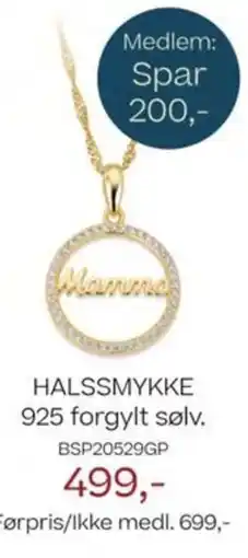 Bjørklund Halssmykke 925 forgylt sølv. bsp20529gp tilbud