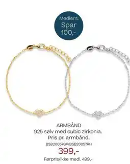 Bjørklund ARMBÅND 925 sølv med cubic zirkonia. Pris pr. armbånd. tilbud